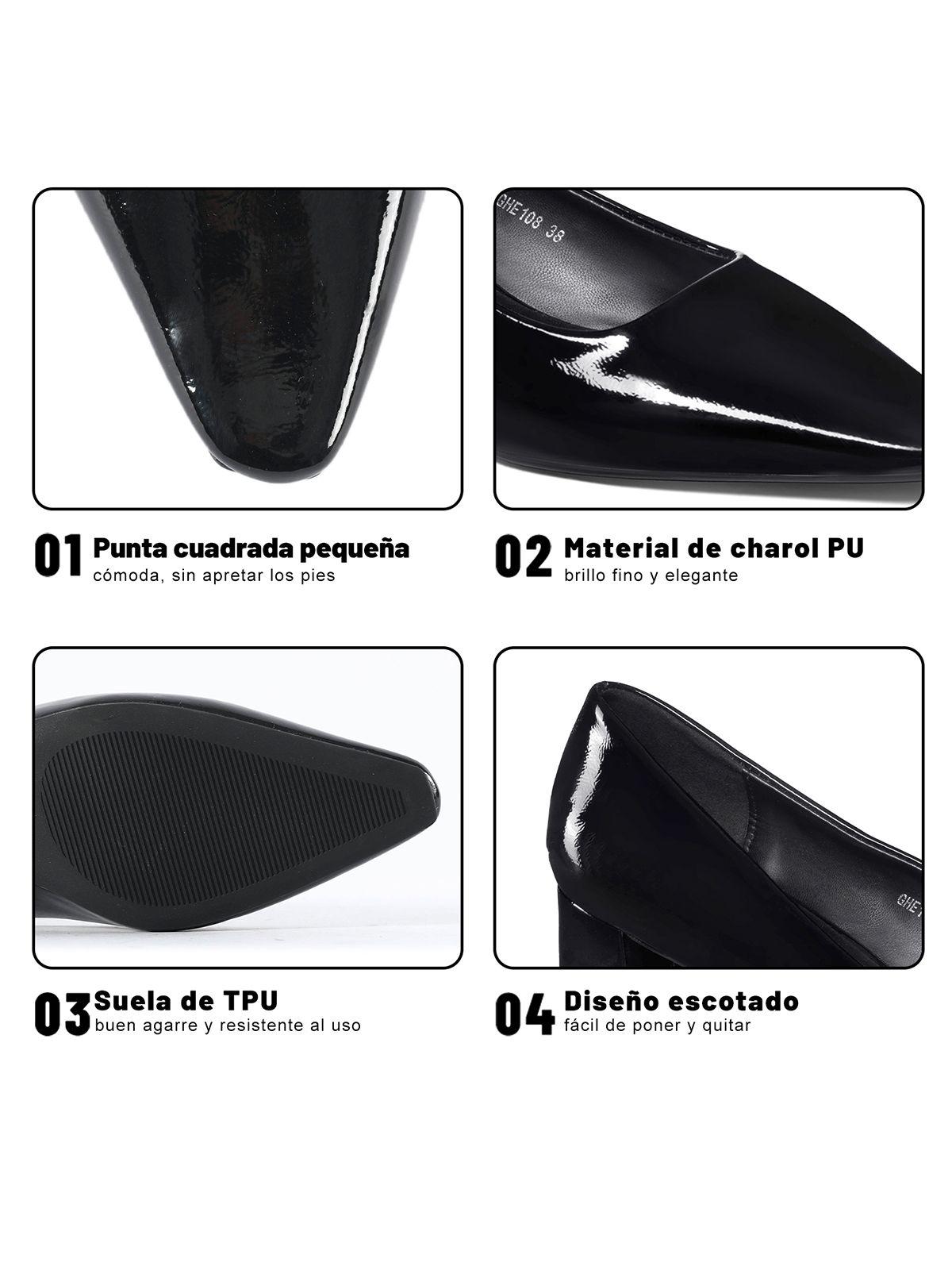 Zapatos Taco PU Acharolado Mujer Cuadrado Weide GHE108-4