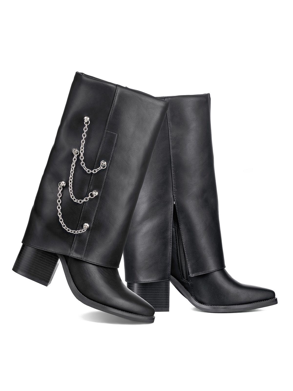 Botas Largas Mujer Eco Cuero Tacon Grueso De Moda Weide DH82-5