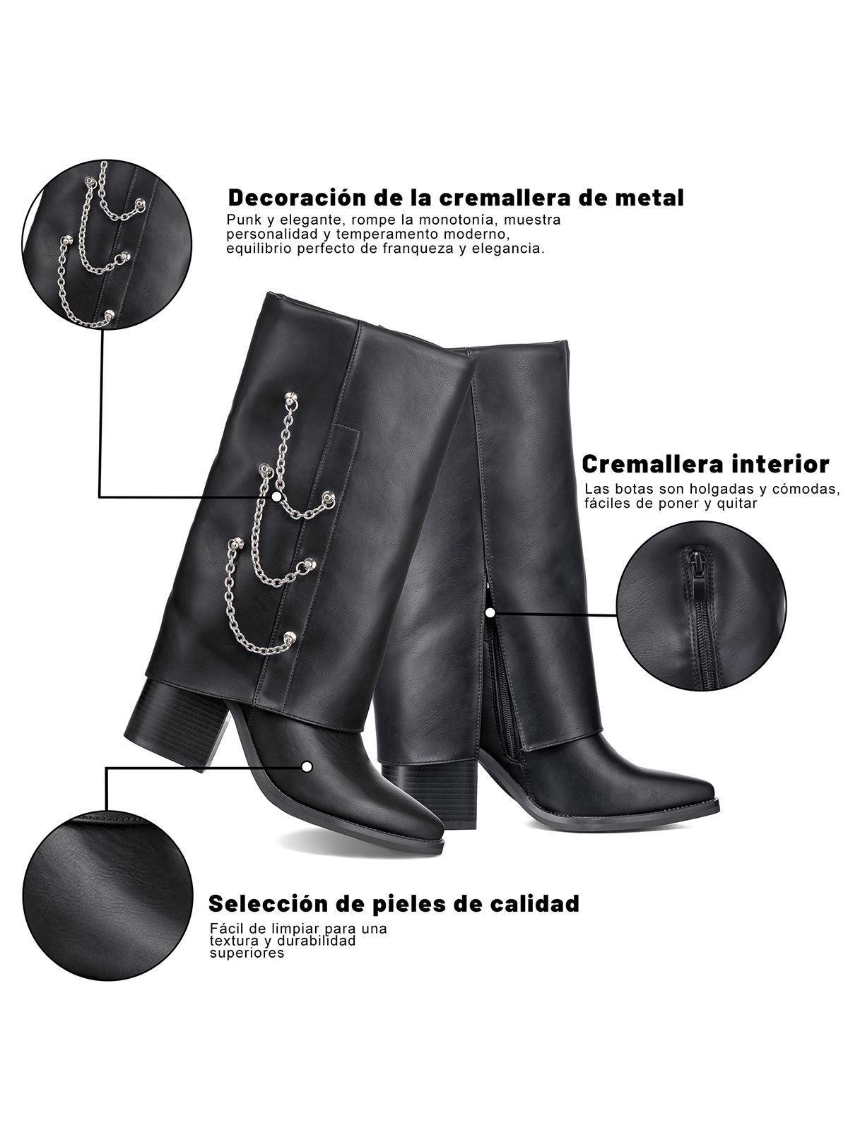 Botas Largas Mujer Eco Cuero Tacon Grueso De Moda Weide DH82-7