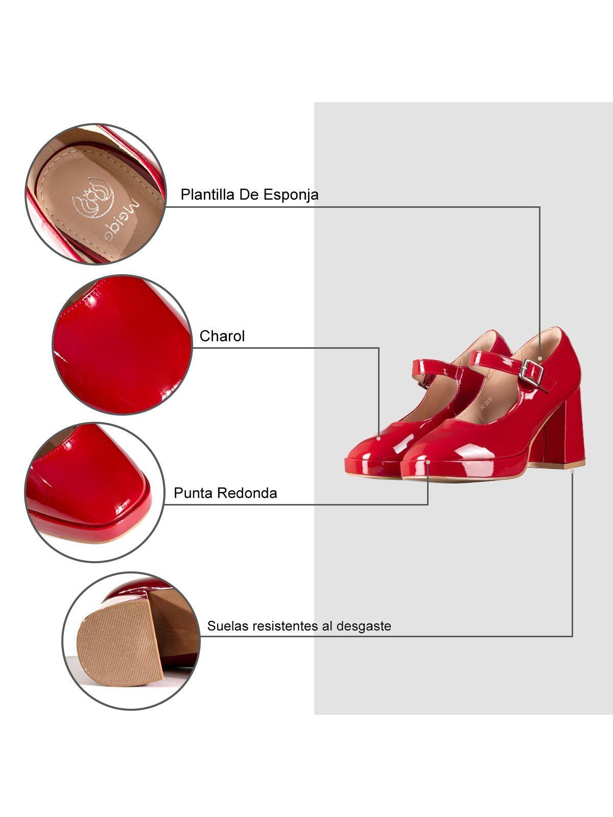 Zapato Mary Jane Tacones Elegante Charol Mujer Weide YL83-7