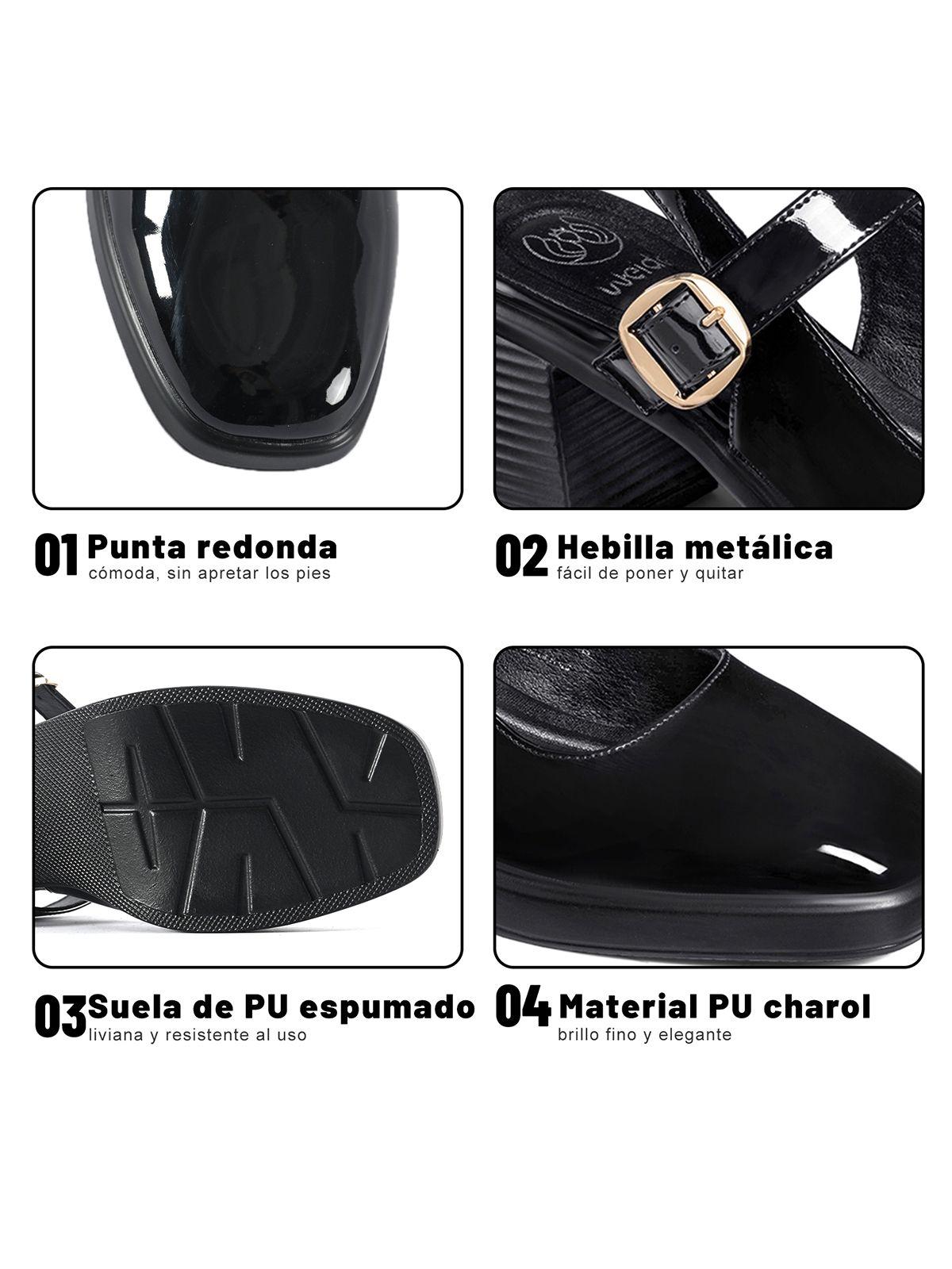 Zapatos Taco PU Acharolado Mujer Cuadrado Weide GH221-4