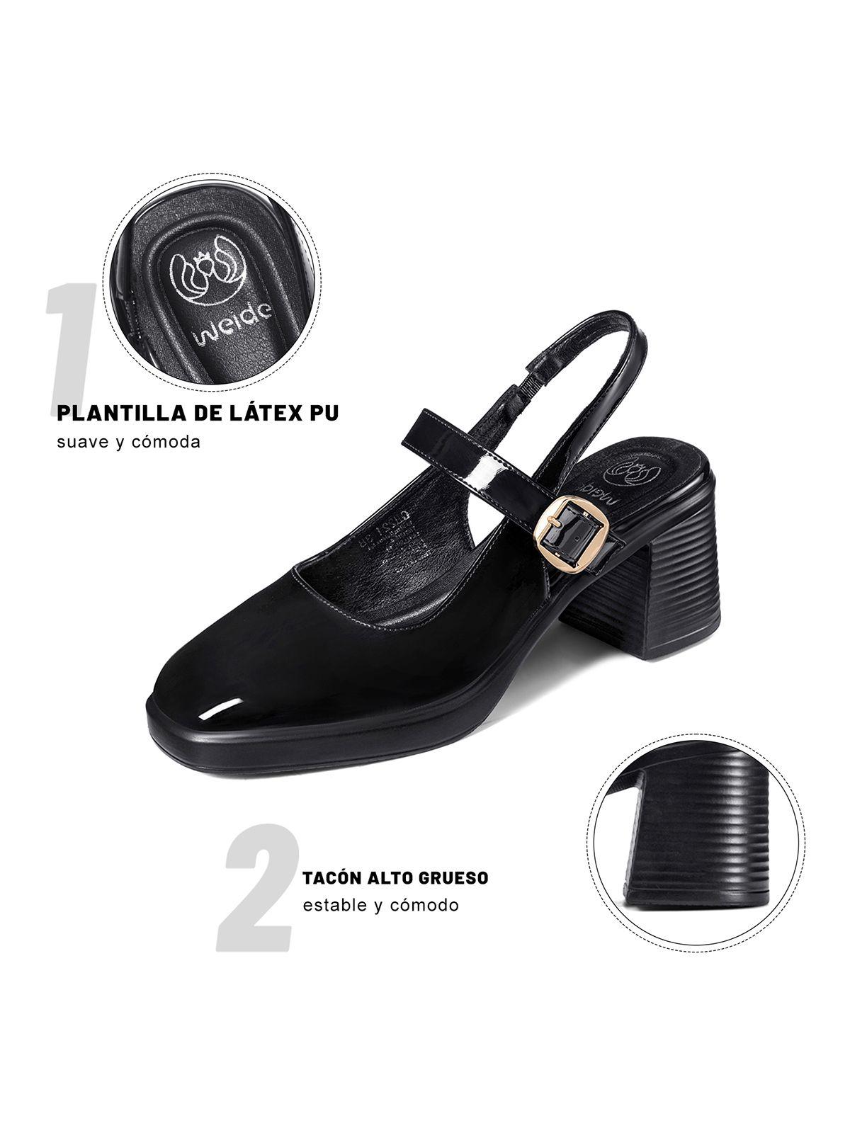 Zapatos Taco PU Acharolado Mujer Cuadrado Weide GH221-5