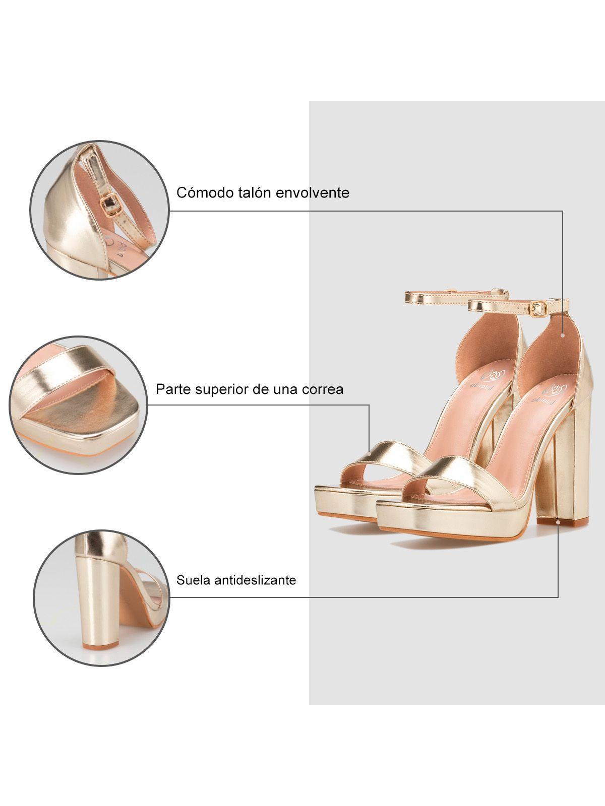 Sandalia Taco Fiesta Dorada Mujer Weide YOU189-5