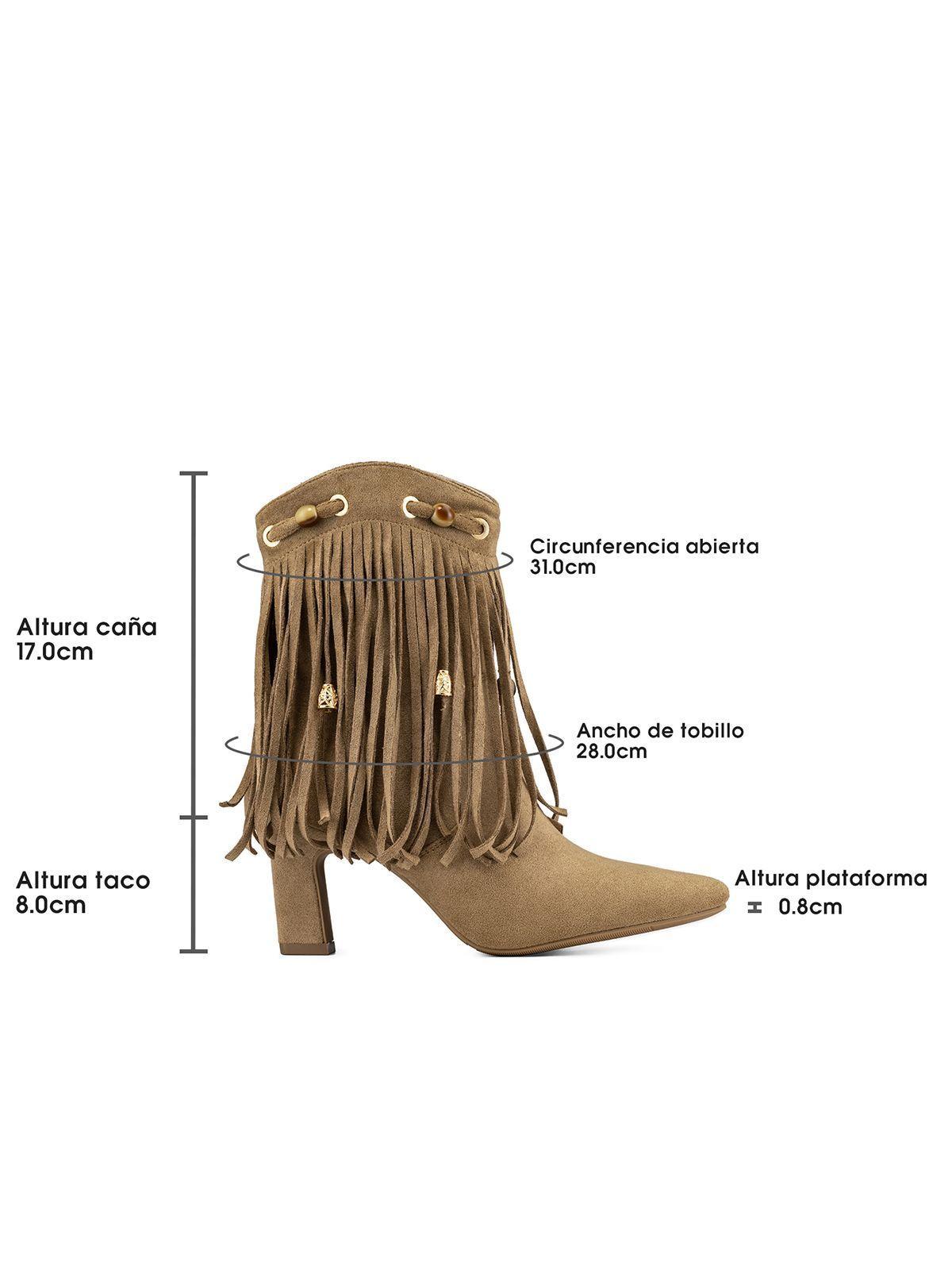 Bota Taco Mujer Casual Estilo Vaquero Flecos Weide DH90-6