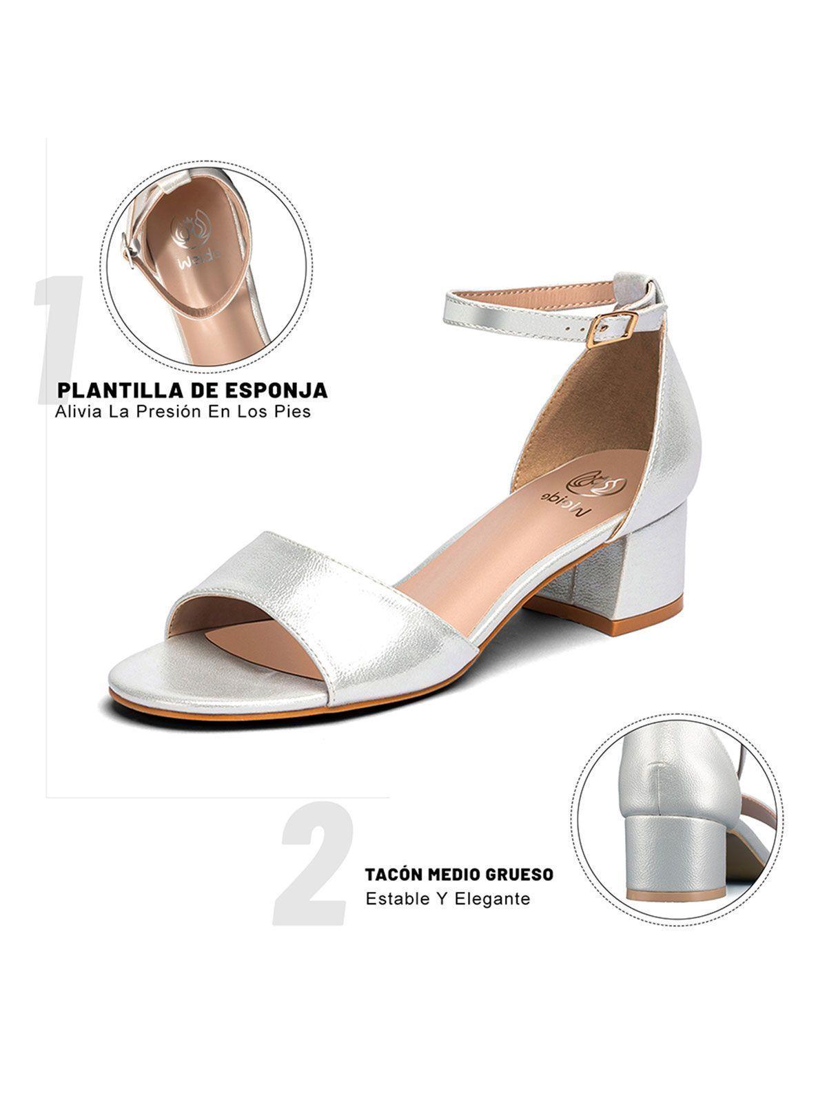 Sandalia Taco  Plateada Fiesta Mujer Weide QIU238-6