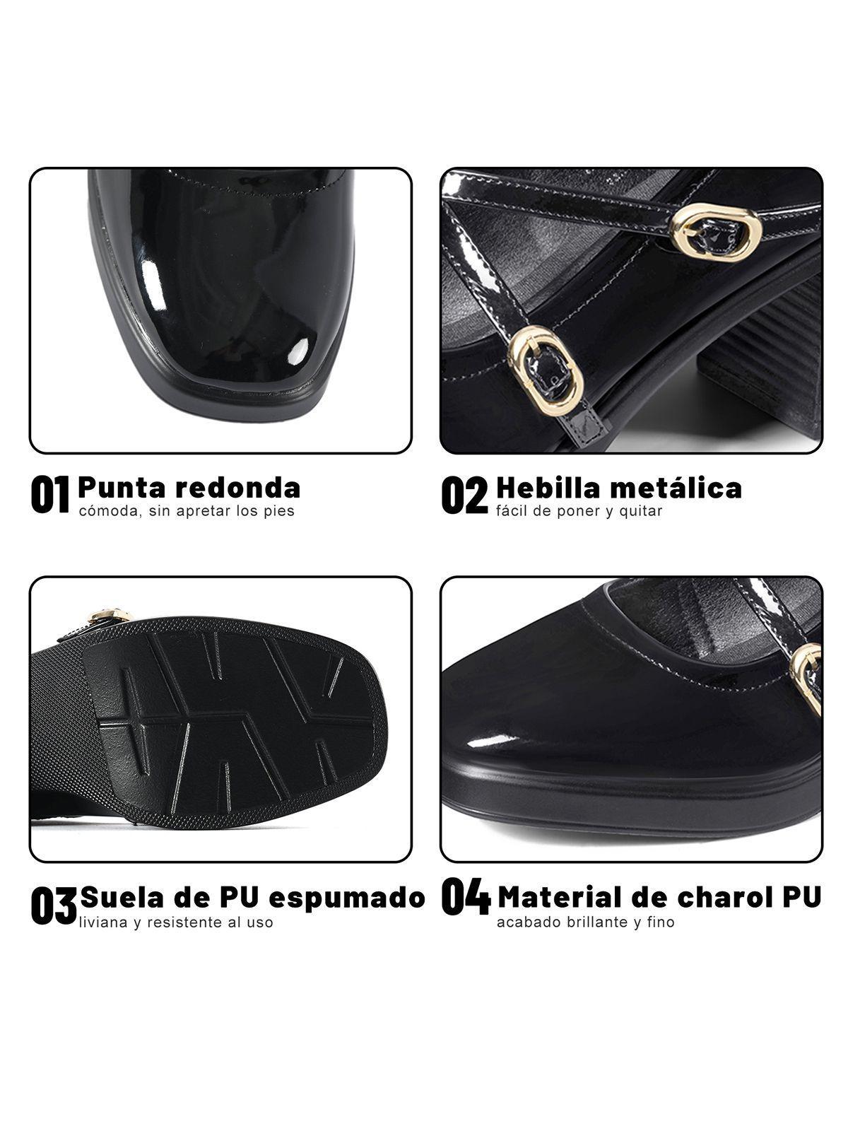 Zapatos Taco Casual PU Acharolado Mujer Cuadrado Weide GH220-4