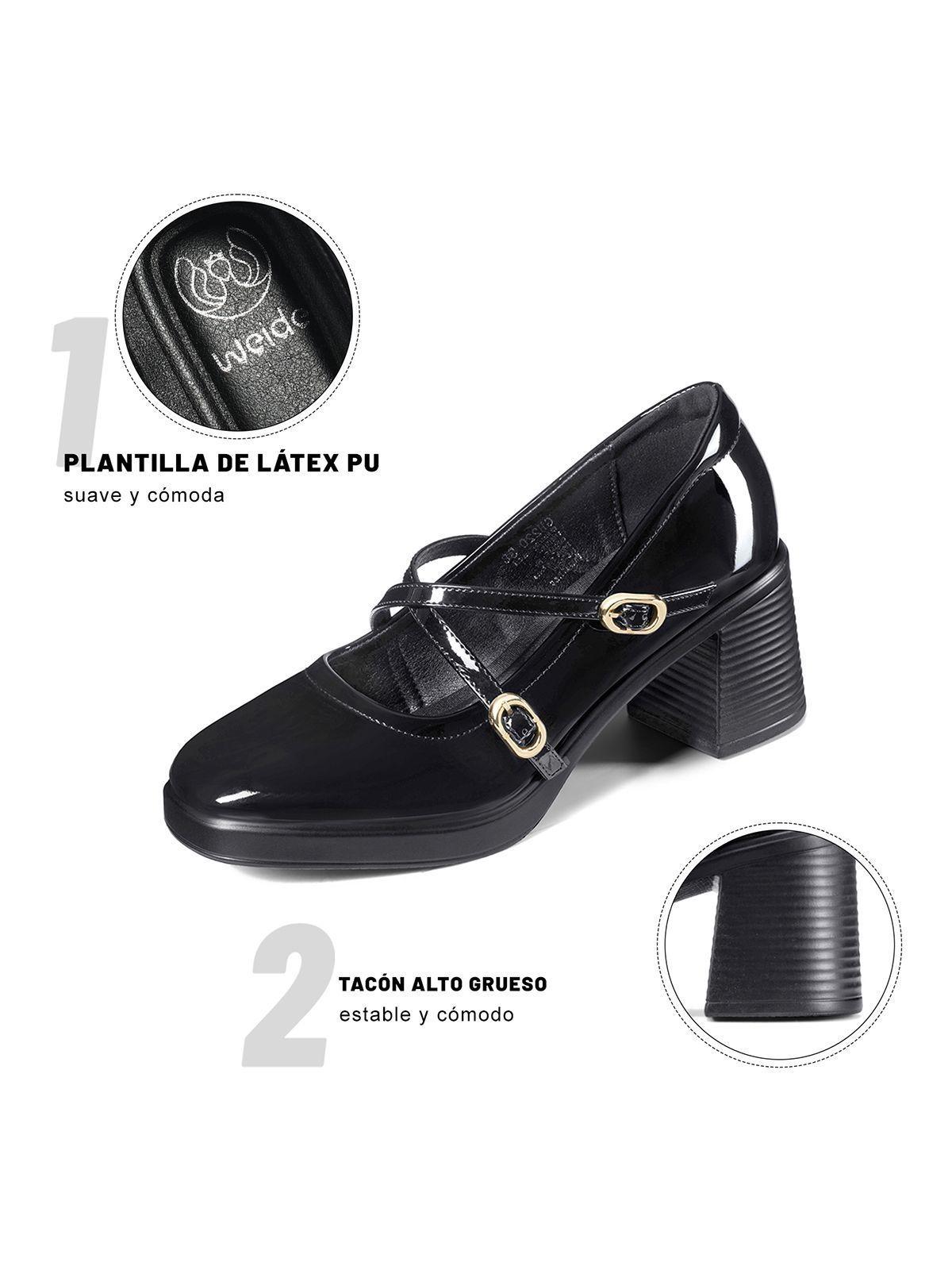 Zapatos Taco Casual PU Acharolado Mujer Cuadrado Weide GH220-5