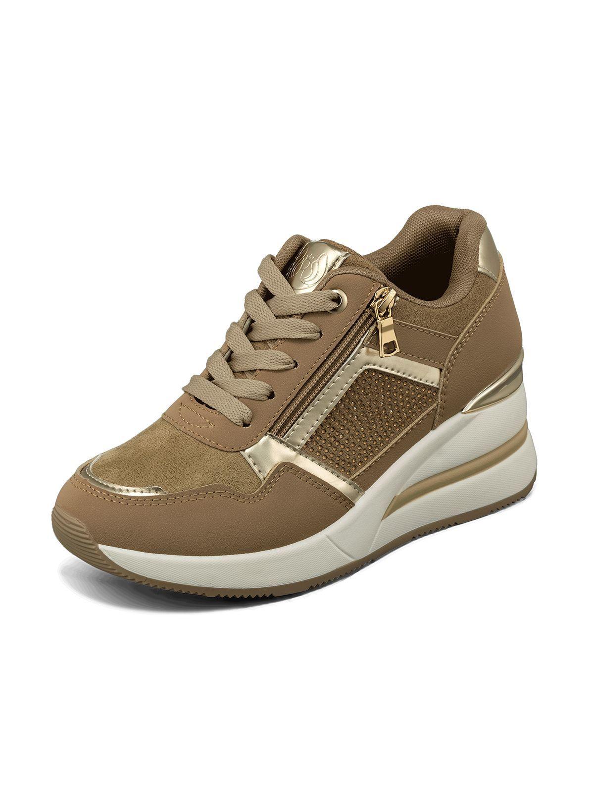 Zapatilla Deportiva Taco Cuña Malla Mujer Weide JLL61-0