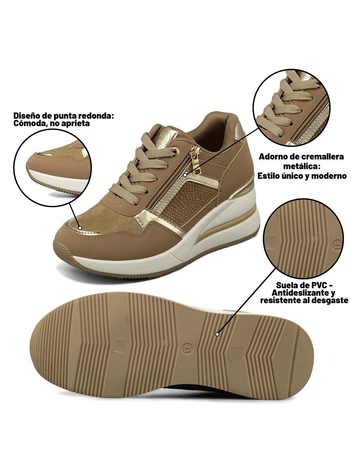 Zapatilla Deportiva Taco Cuña Malla Mujer Weide JLL61-7