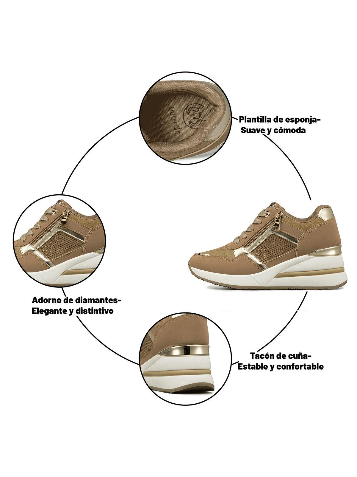 Zapatilla Deportiva Taco Cuña Malla Mujer Weide JLL61-8