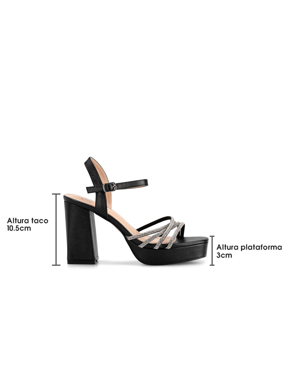 Sandalia Eco Cuero Taco Negro Fiesta Mujer Weide YOU205-3