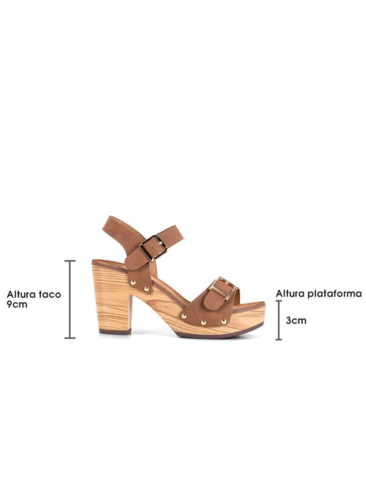Sandalia Plataforma Camel Casual JS58 Weide-6