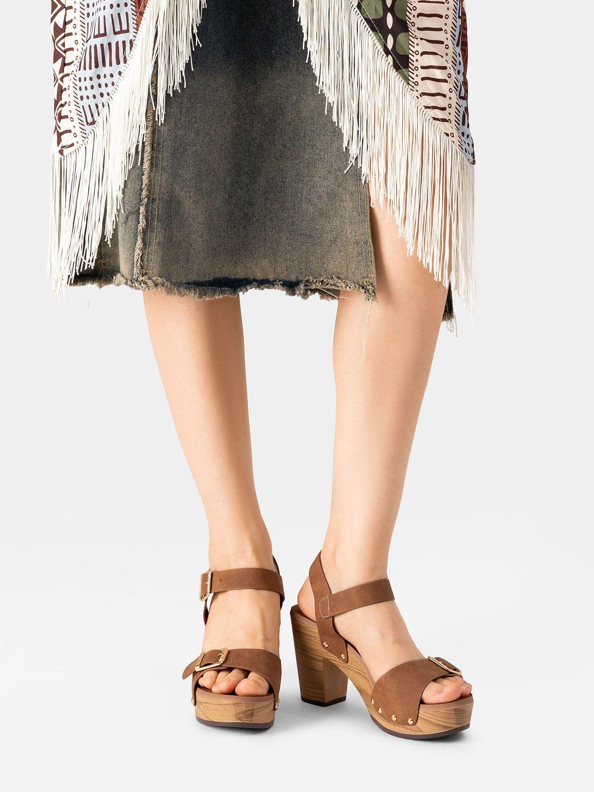 Sandalia Plataforma Camel Casual JS58 Weide-2