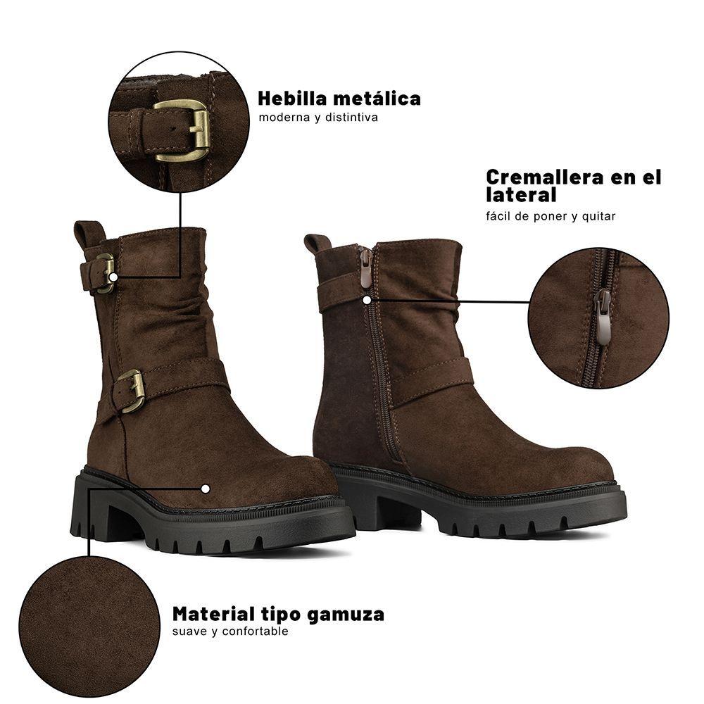 Botín Taco Mujer Casual PU Textil Weide CZY652-8