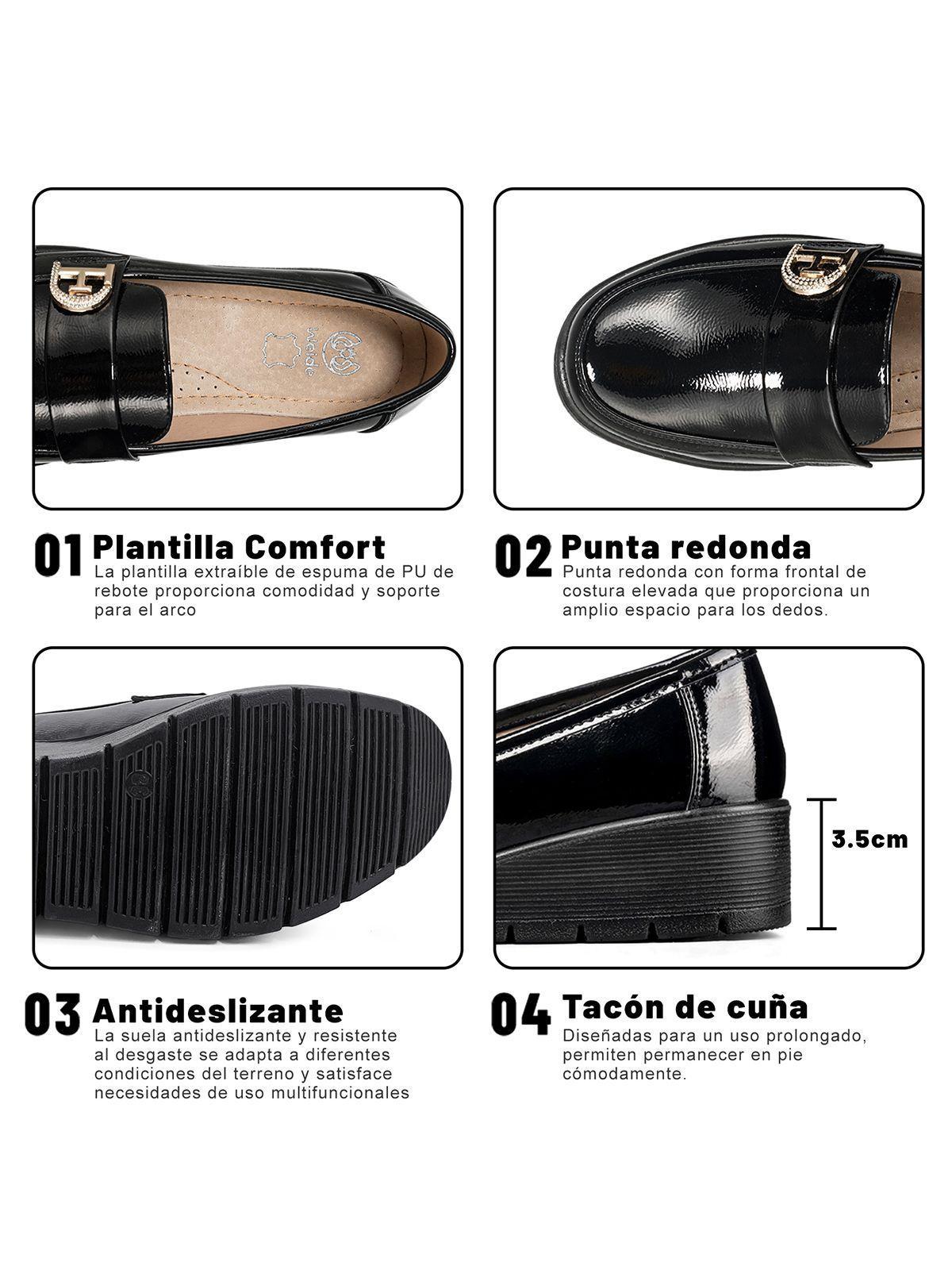Mocasin Casual Mujer Charol Vintage Comodo Cuña Weide JML10-8