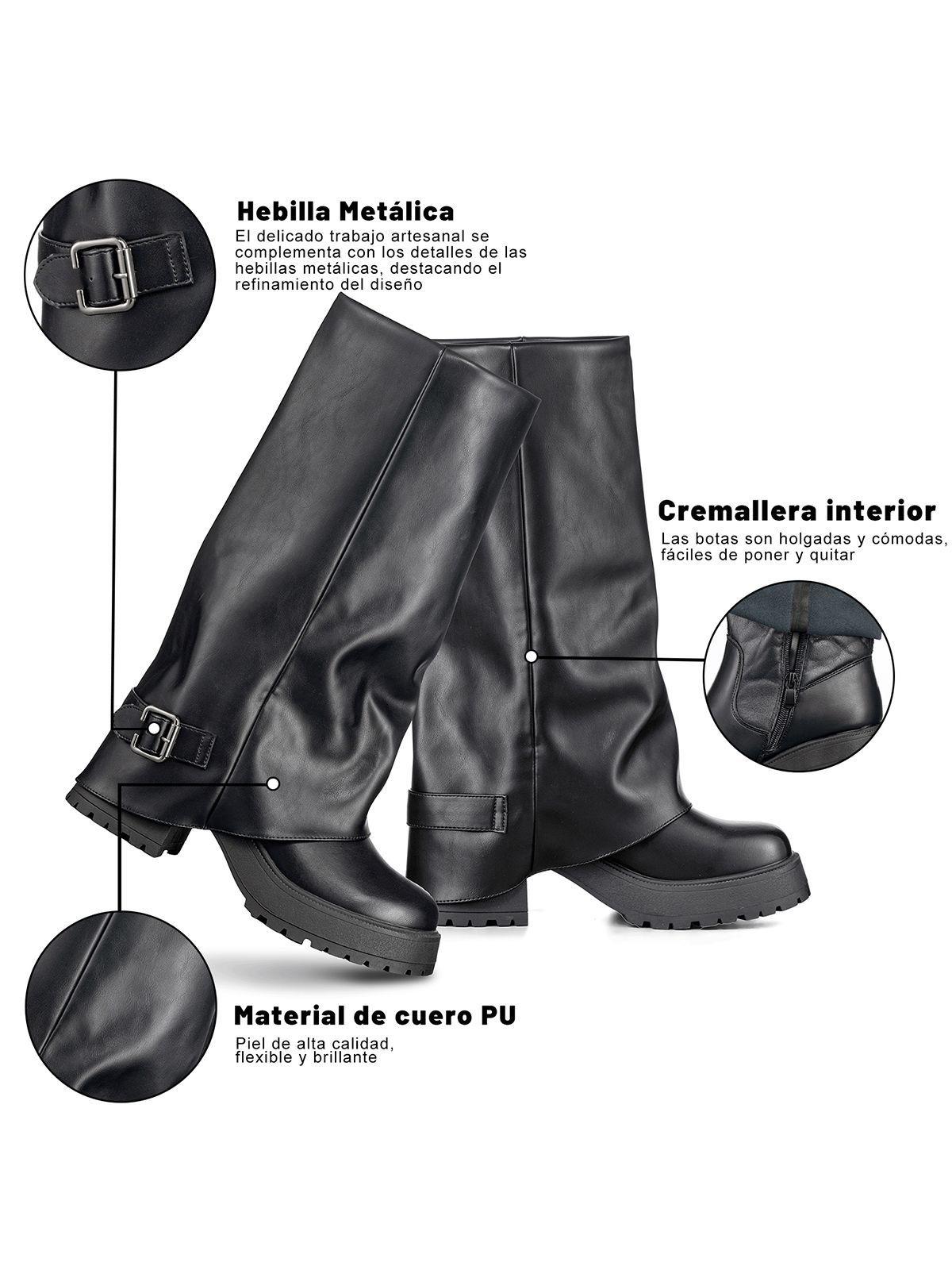 Botas Largas Mujer Negro Eco Cuero De Moda Weide CZY605-7