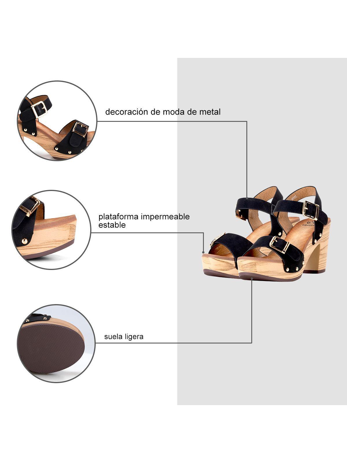 Sandalia Plataforma Negro Casual JS58 Weide-7