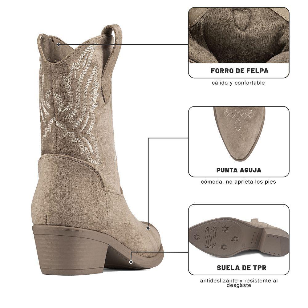 Bota Taco Mujer Estilo Vaquero Weide CZY650-9