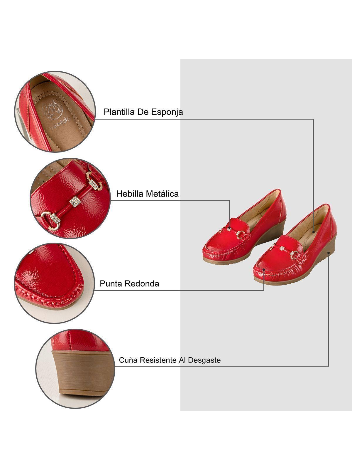 Mocasin Casual Mujer Vintage Cuña Charol Metalica Weide JS73-7