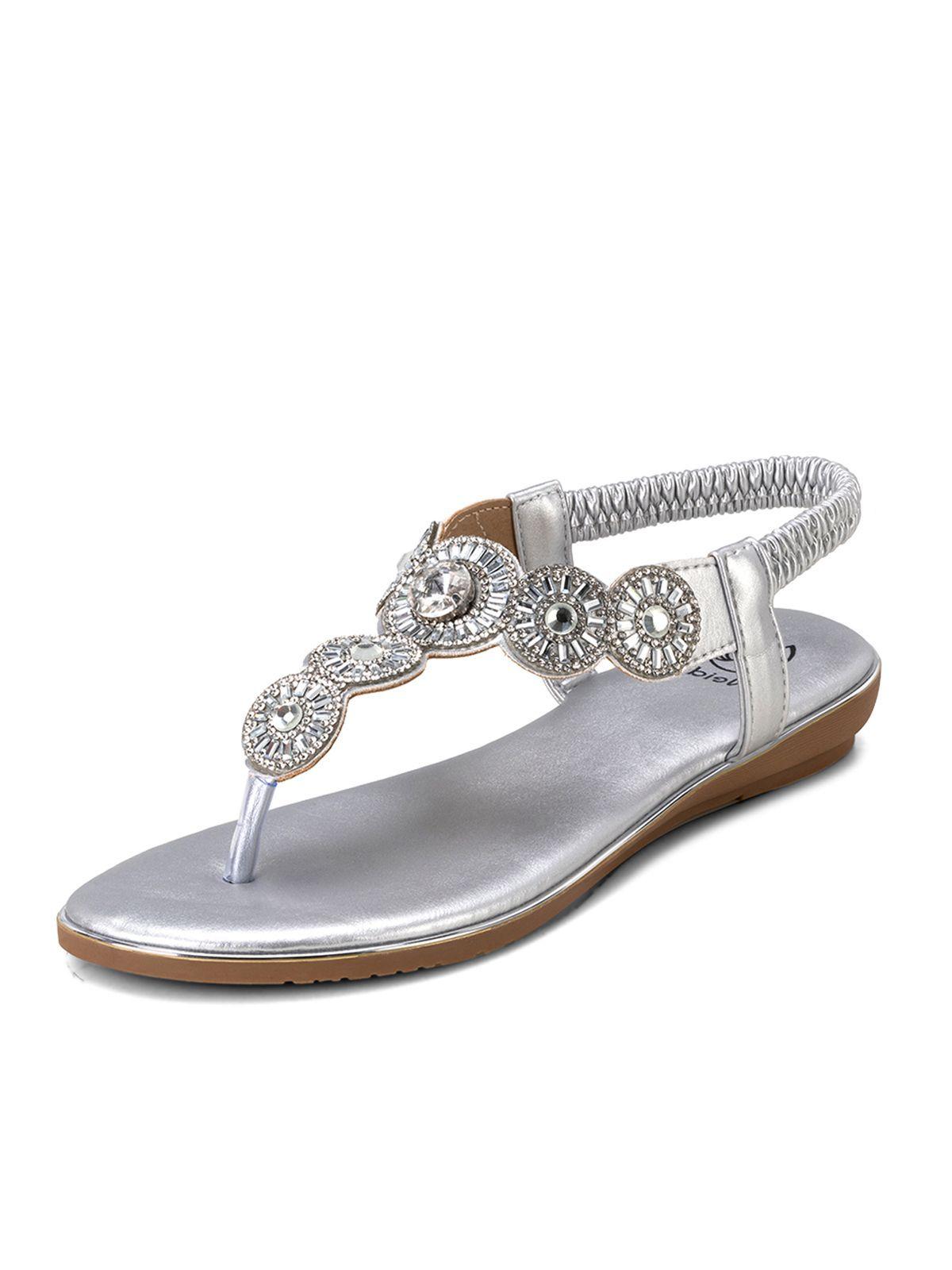 Sandalia Plana Plateado Casual JS57 Weide-0