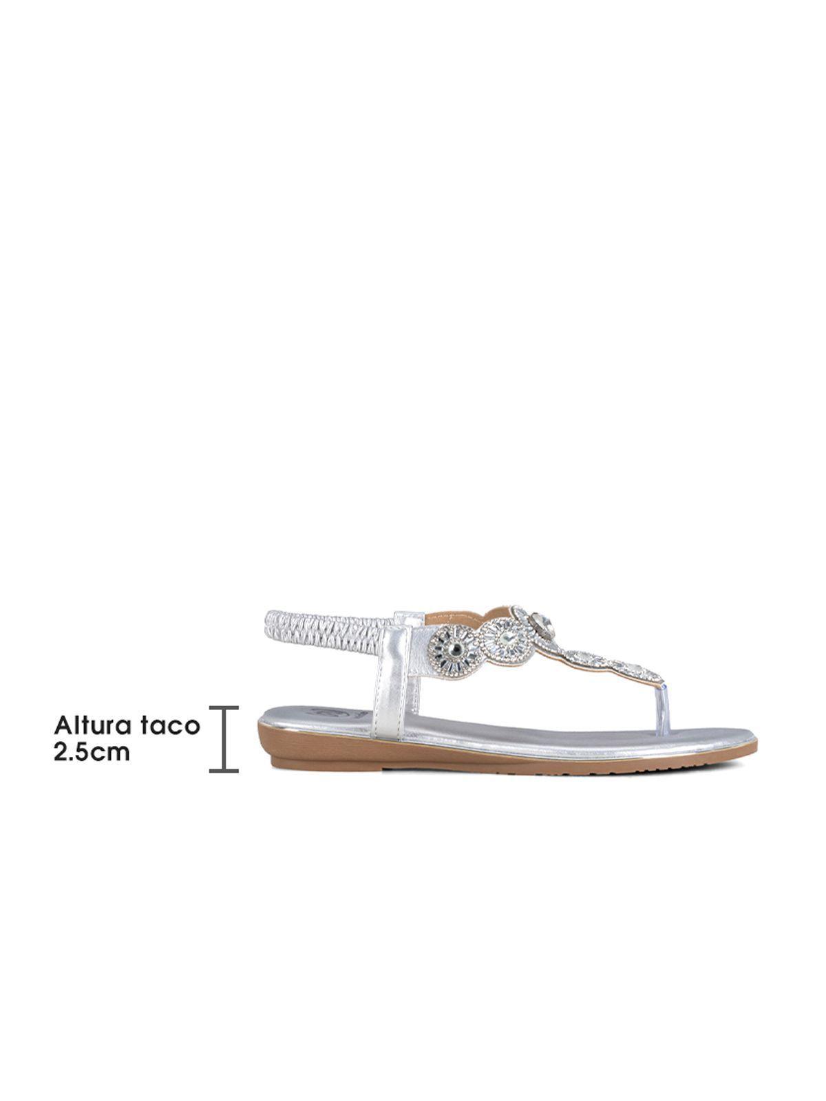Sandalia Plana Plateado Casual JS57 Weide-4