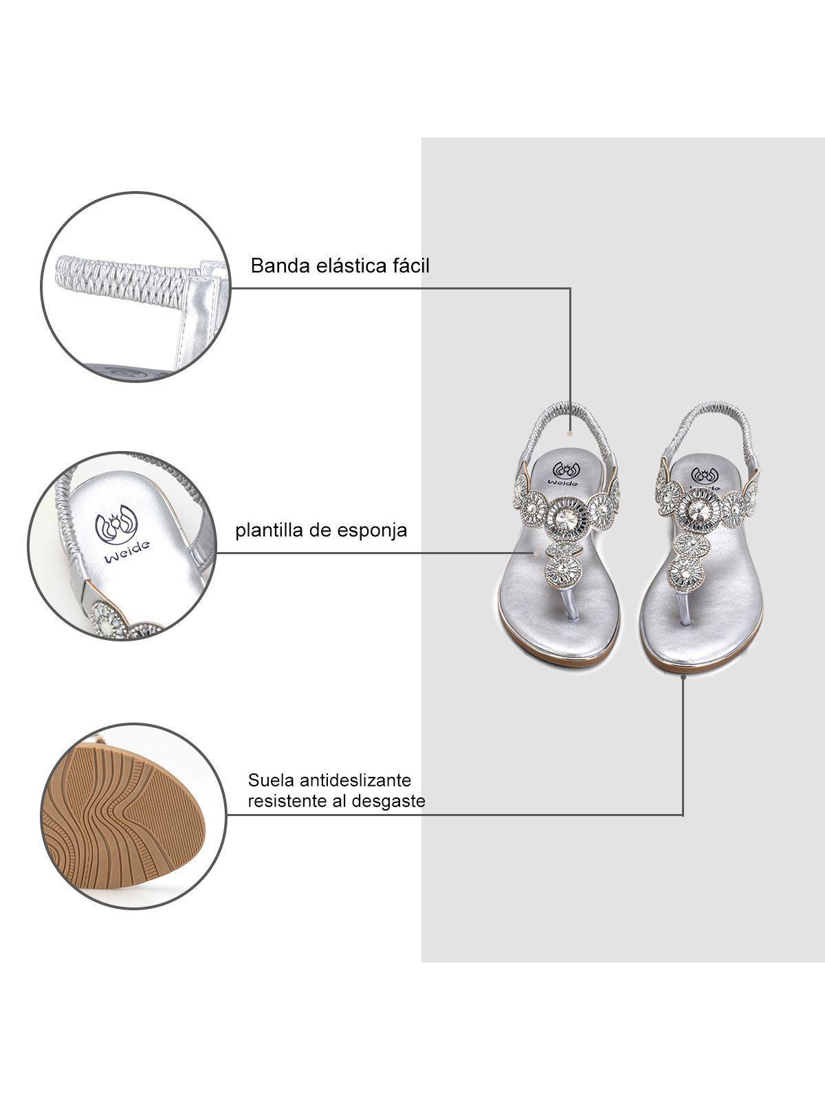 Sandalia Plana Plateado Casual JS57 Weide-5