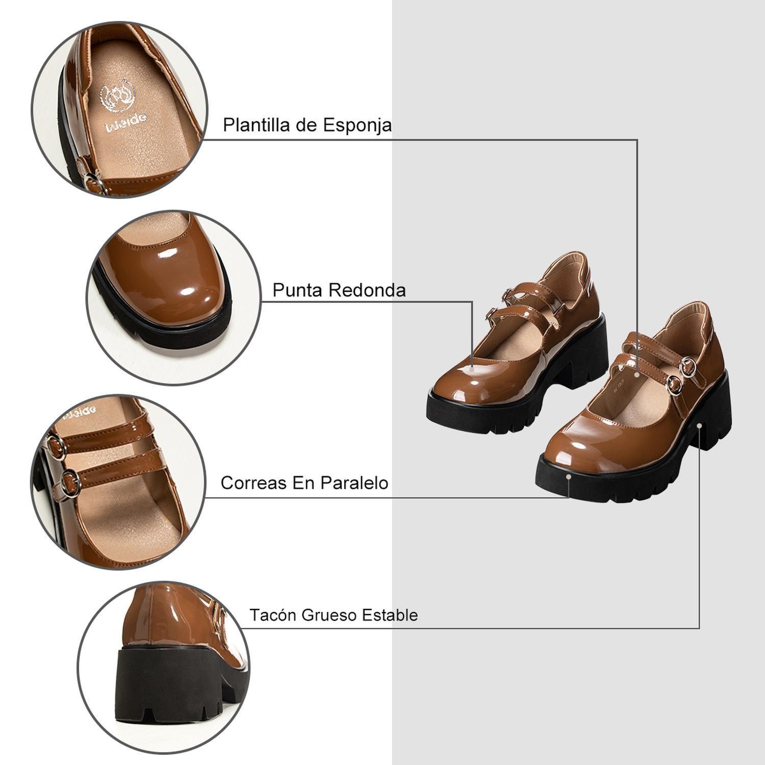 Zapatos Taco Mary Jane Marron Formal Mujer Weide YL57-6