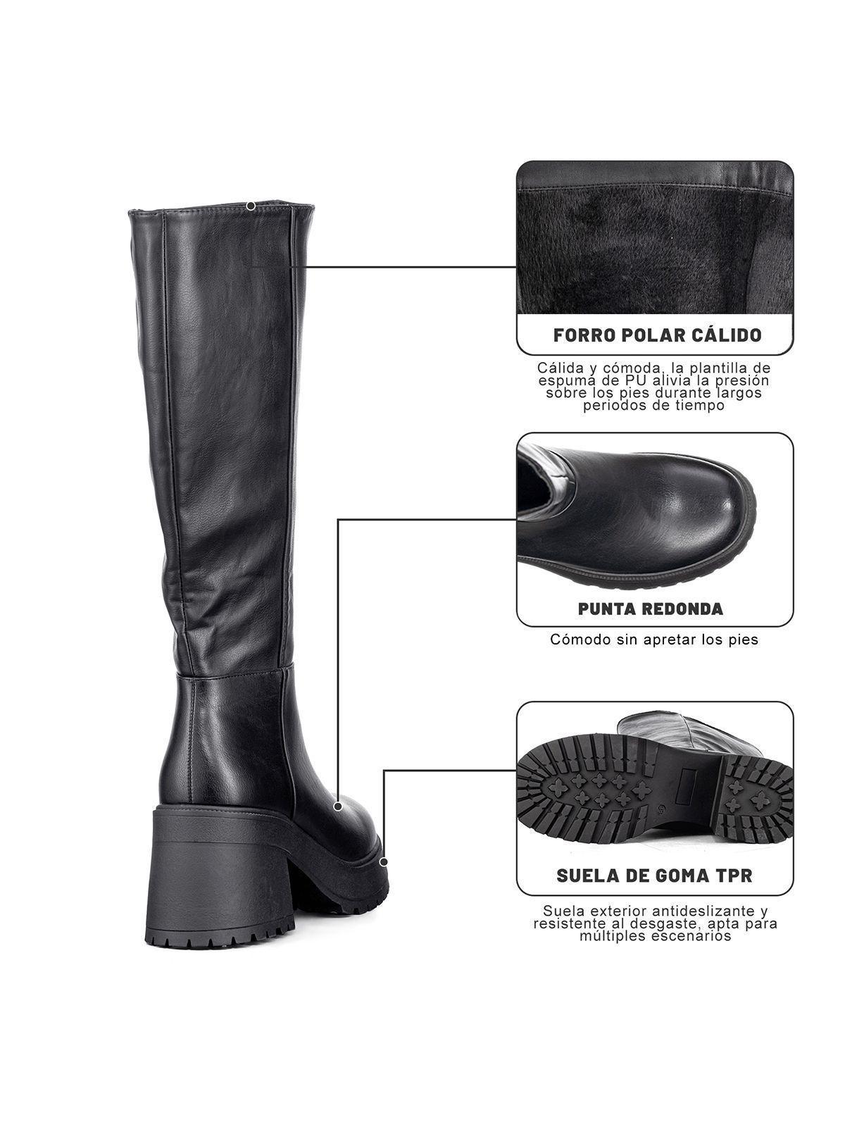 Bota Larga Mujer Tacon Grueso Vintage Elegante Weide CZY602-7