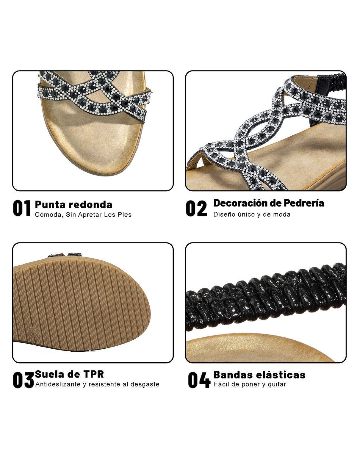 Sandalia Plana casuales Pedrería  Mujer Weide Js76-6