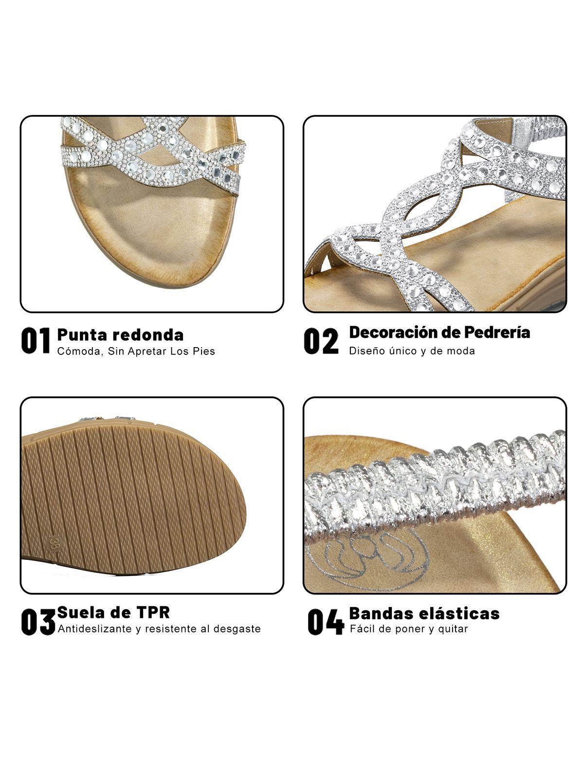 Sandalia Plana casuales Pedrería  Mujer Weide Js76-6