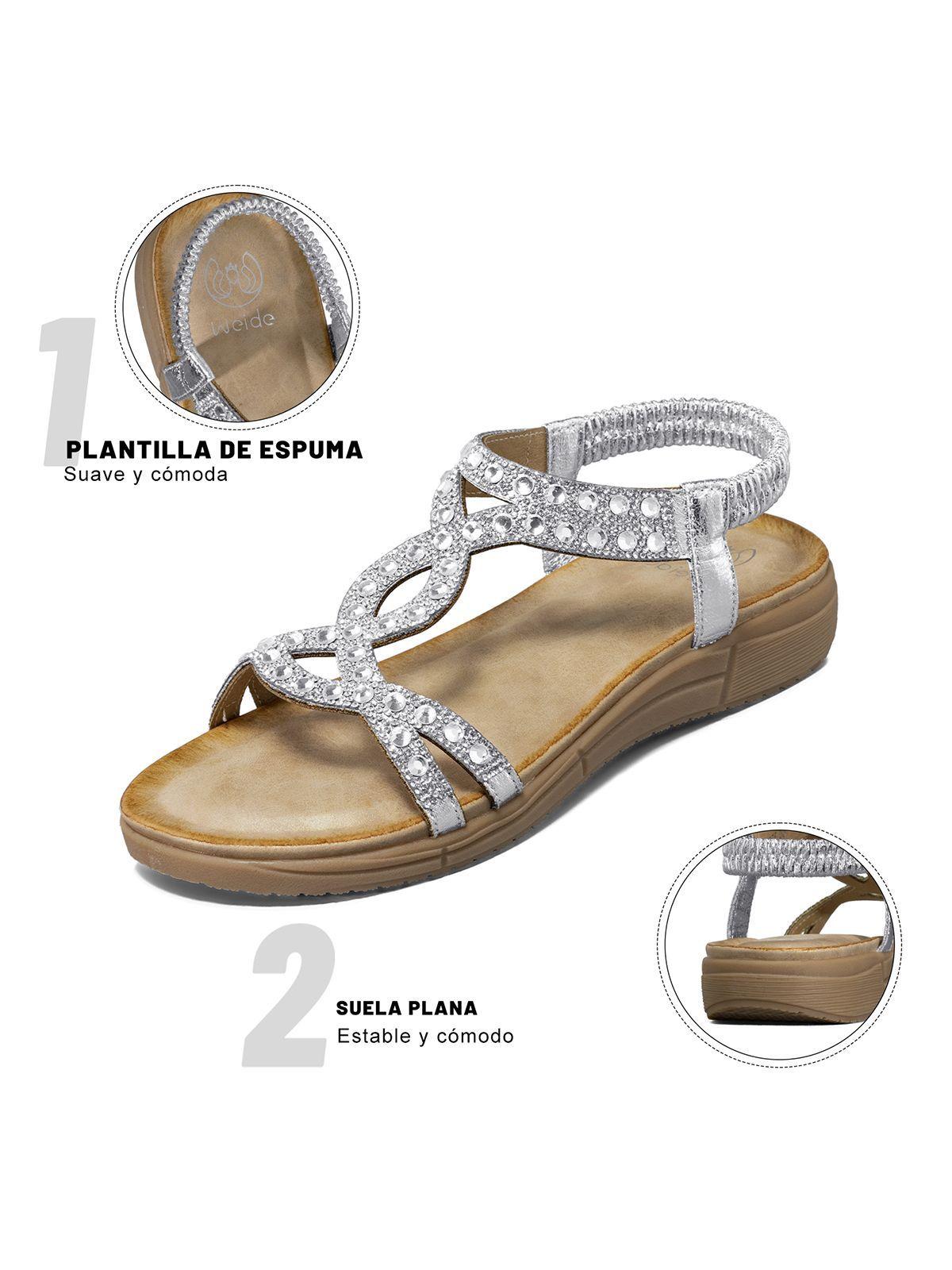 Sandalia Plana casuales Pedrería  Mujer Weide Js76-7