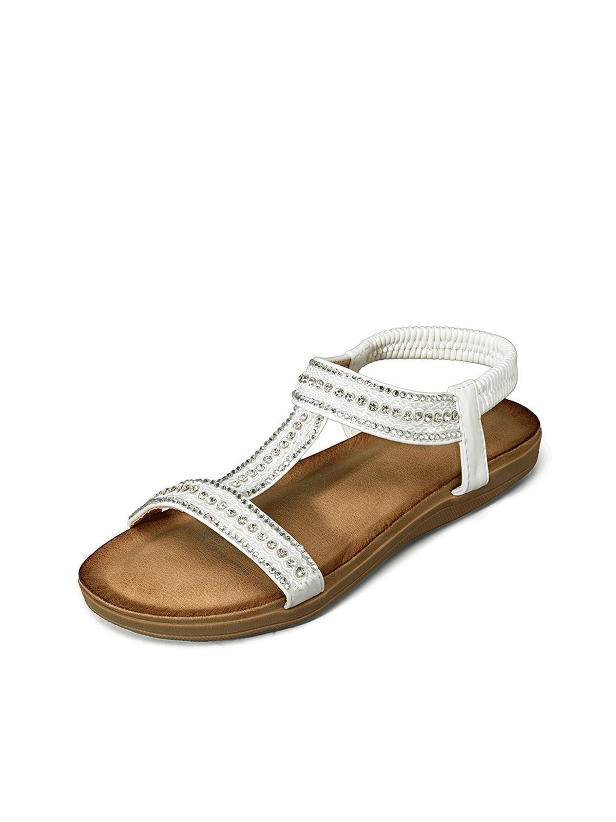 Sandalia Casual Plana Pedrería Mujer Weide Jn721-0