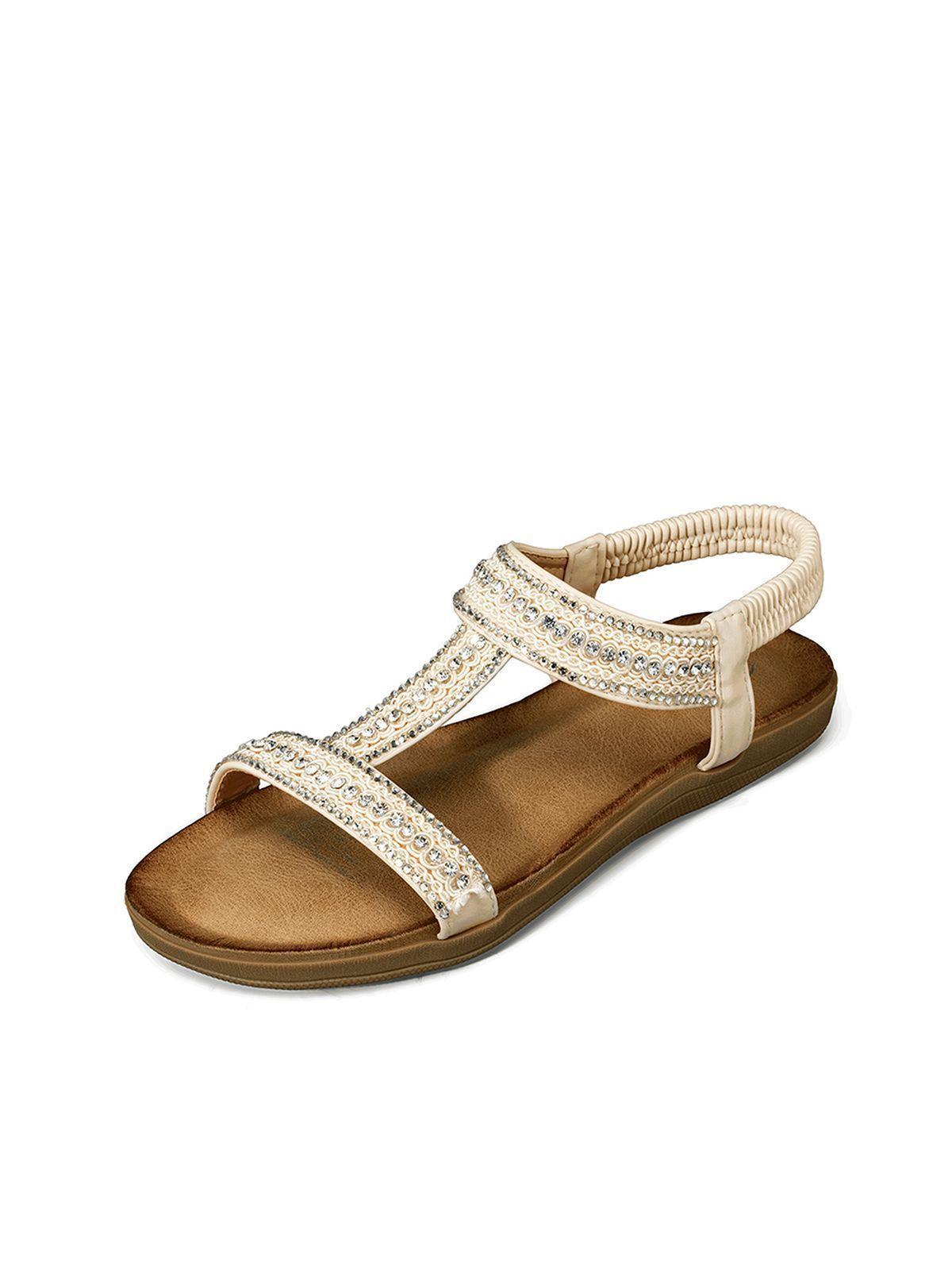 Sandalia Casual Plana Pedrería Mujer Weide Jn721-0