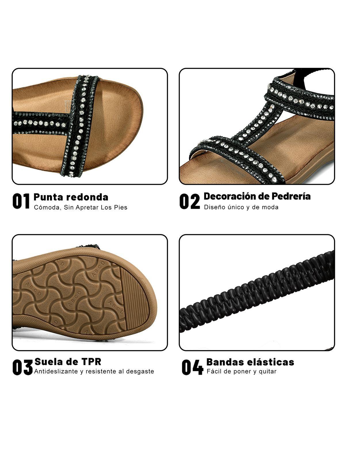 Sandalia Casual Plana Pedrería Mujer Weide Jn721-8