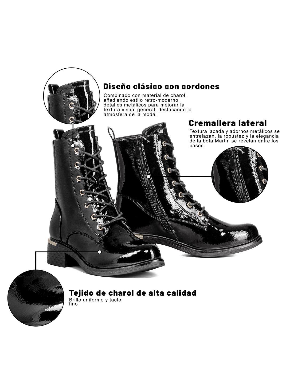 Botin Casual Mujer Charol Clasico Moda Weide HX506-7