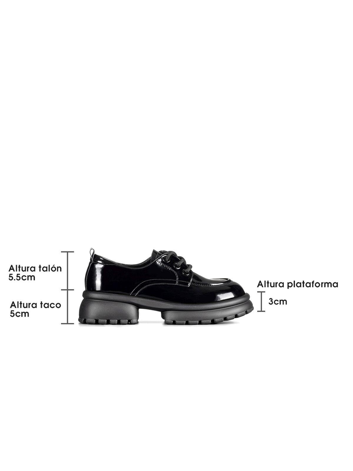 Mocasin Negro Charol Escolar Cordones Mujer Weide YL81-4
