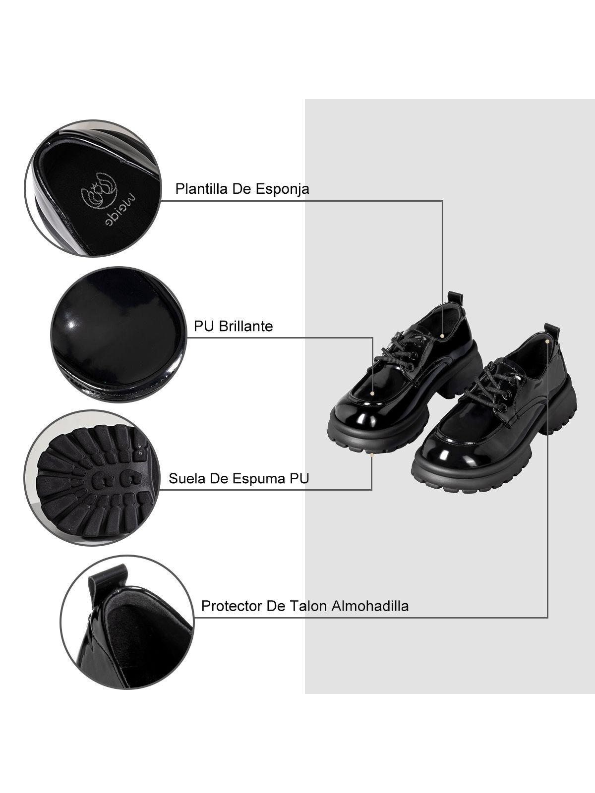Mocasin Negro Charol Escolar Cordones Mujer Weide YL81-5