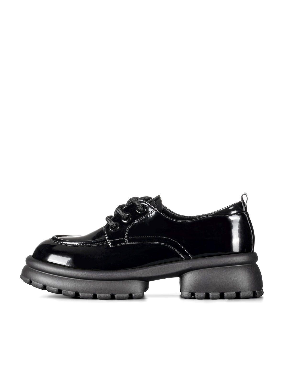 Mocasin Negro Charol Escolar Cordones Mujer Weide YL81-7