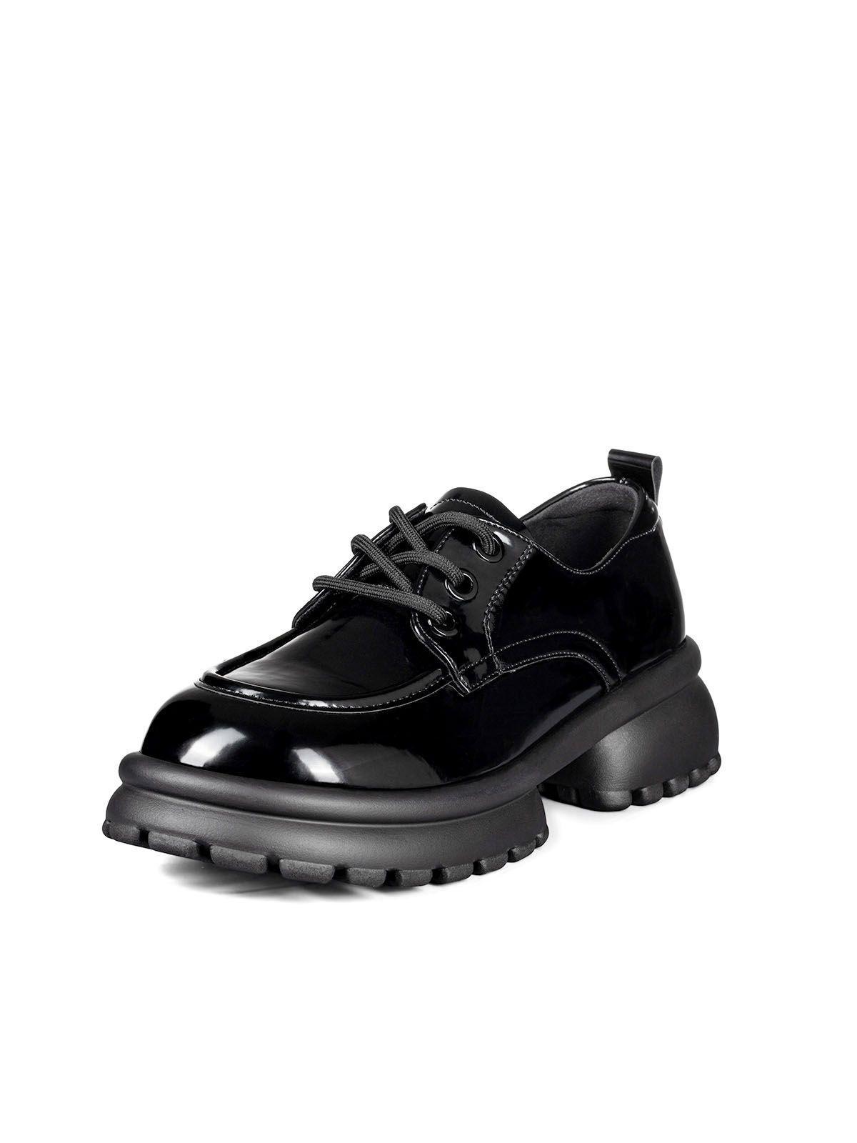 Mocasin Negro Charol Escolar Cordones Mujer Weide YL81-0