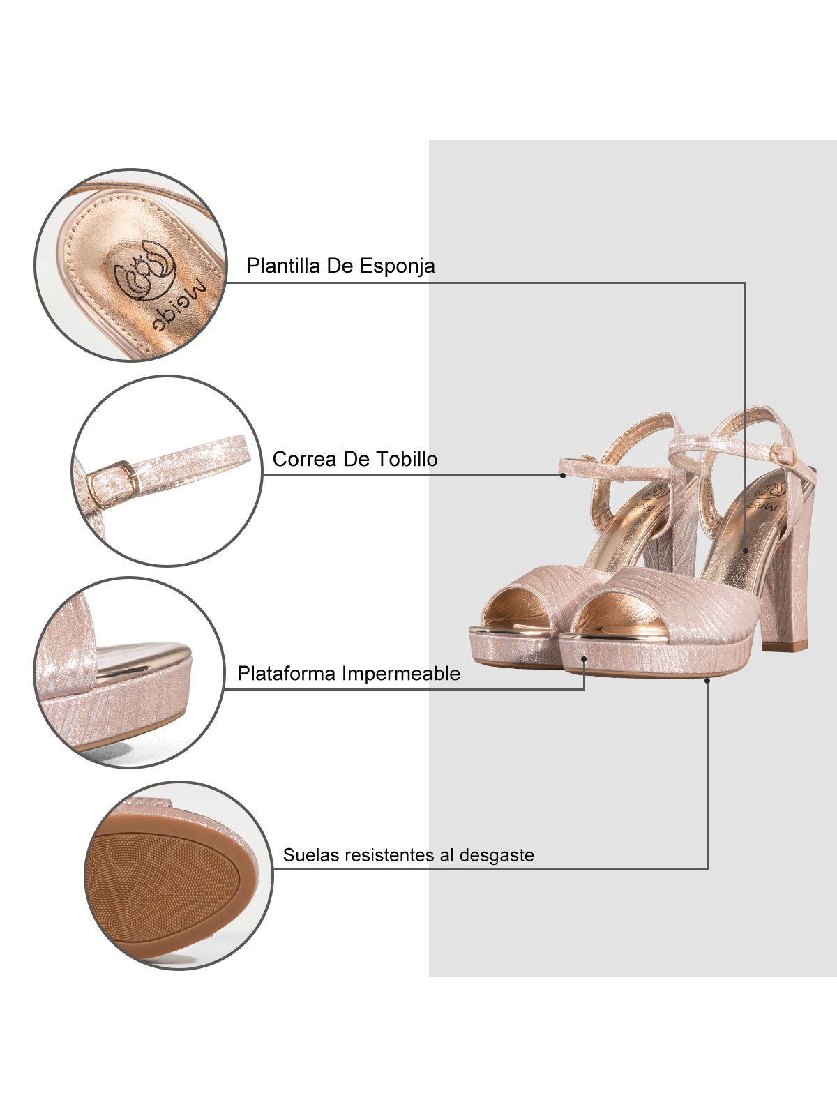 Sandalia Taco Fiesta Elegante Glitter Mujer Weide YOU237-3