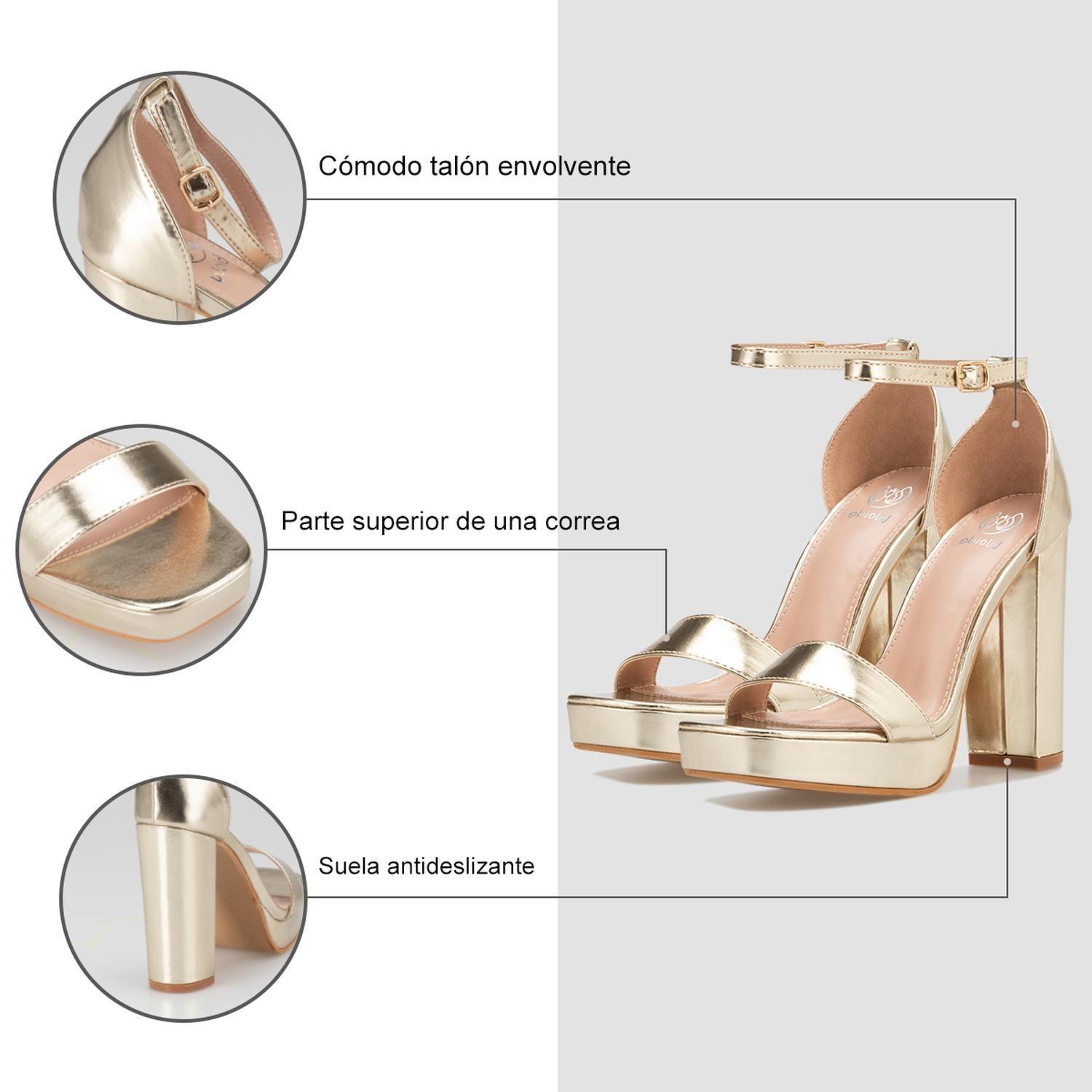 Sandalia Taco Fiesta Dorada Mujer Weide YOU189-5