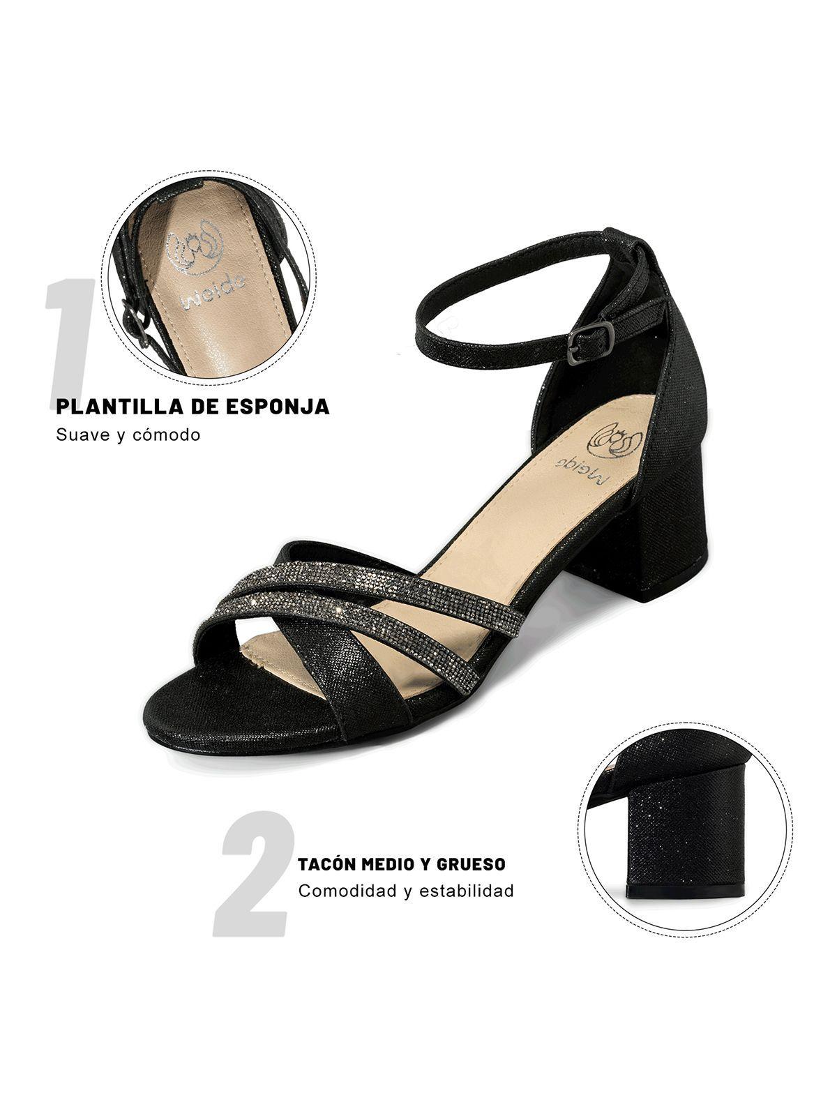 Sandalia Taco Grueso Fiesta Pedrería Mujer Weide YOU525-8