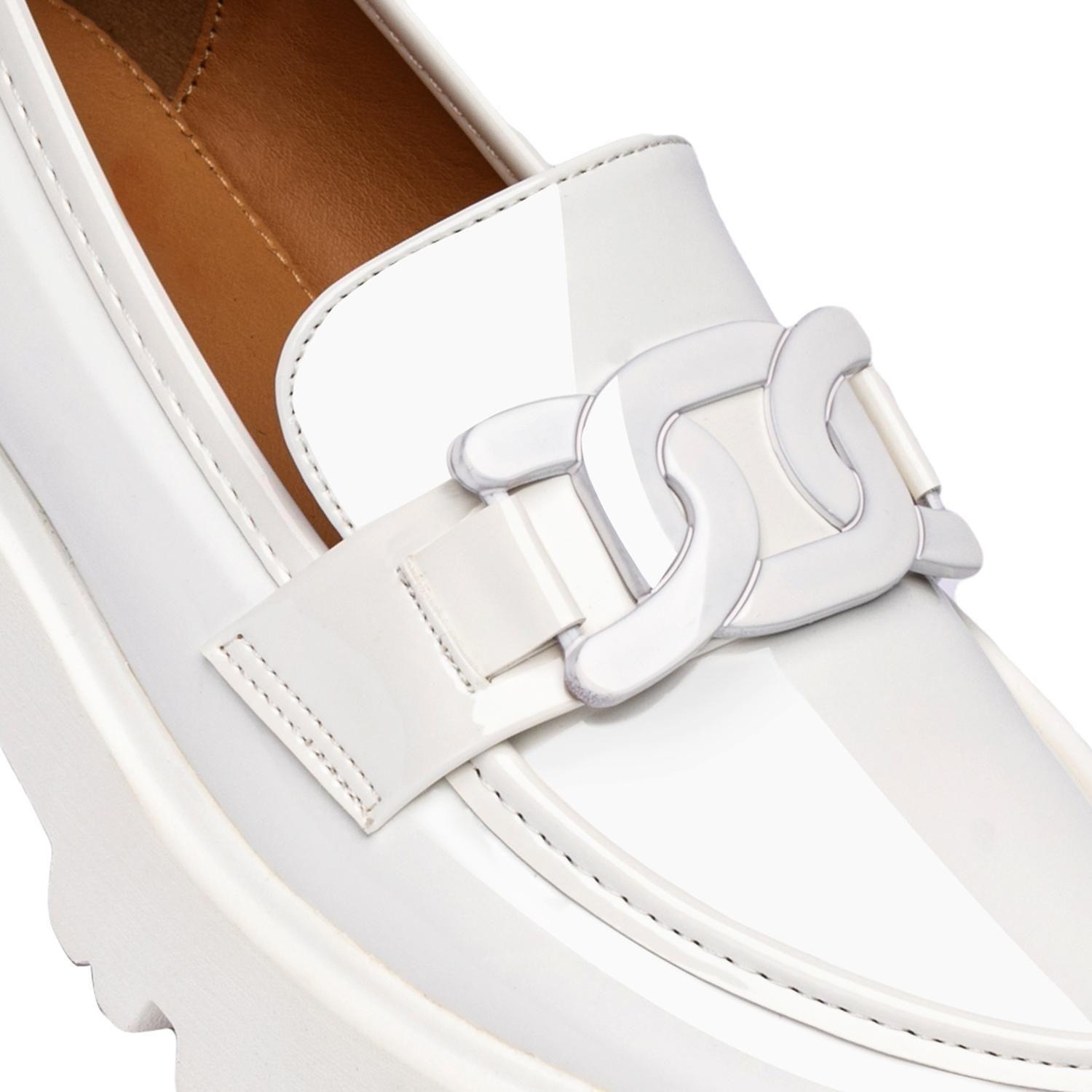 Mocasín Charol Plataforma Blanco Casual Mujer Weide QIU288-5