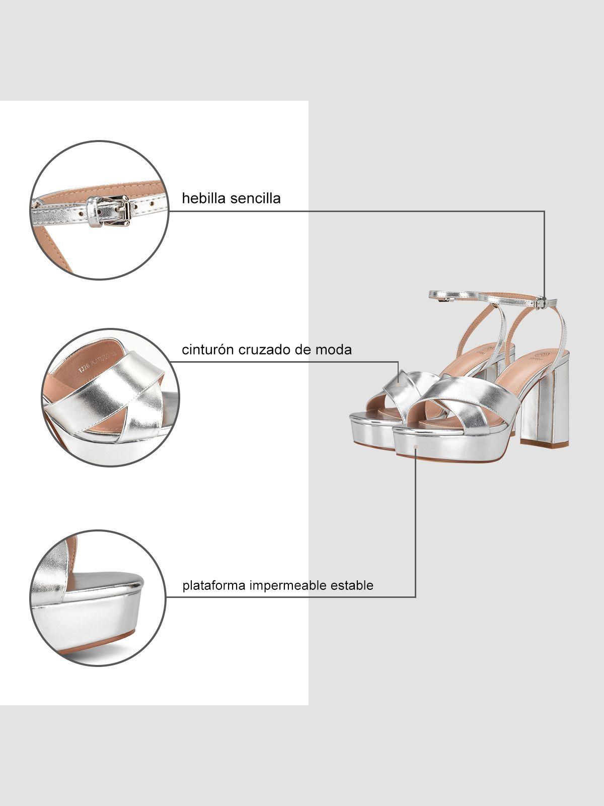 Sandalia Plataforma Plateado Fiesta YJ26 Weide-5
