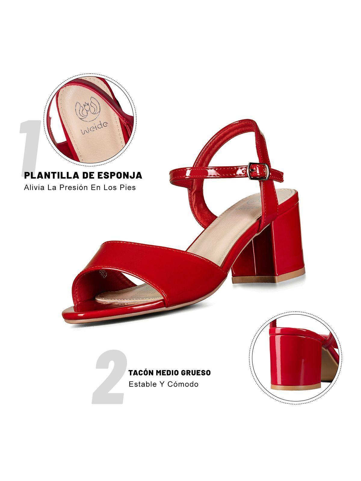 Sandalia Casual Taco  Roja Mujer Weide GH64-6