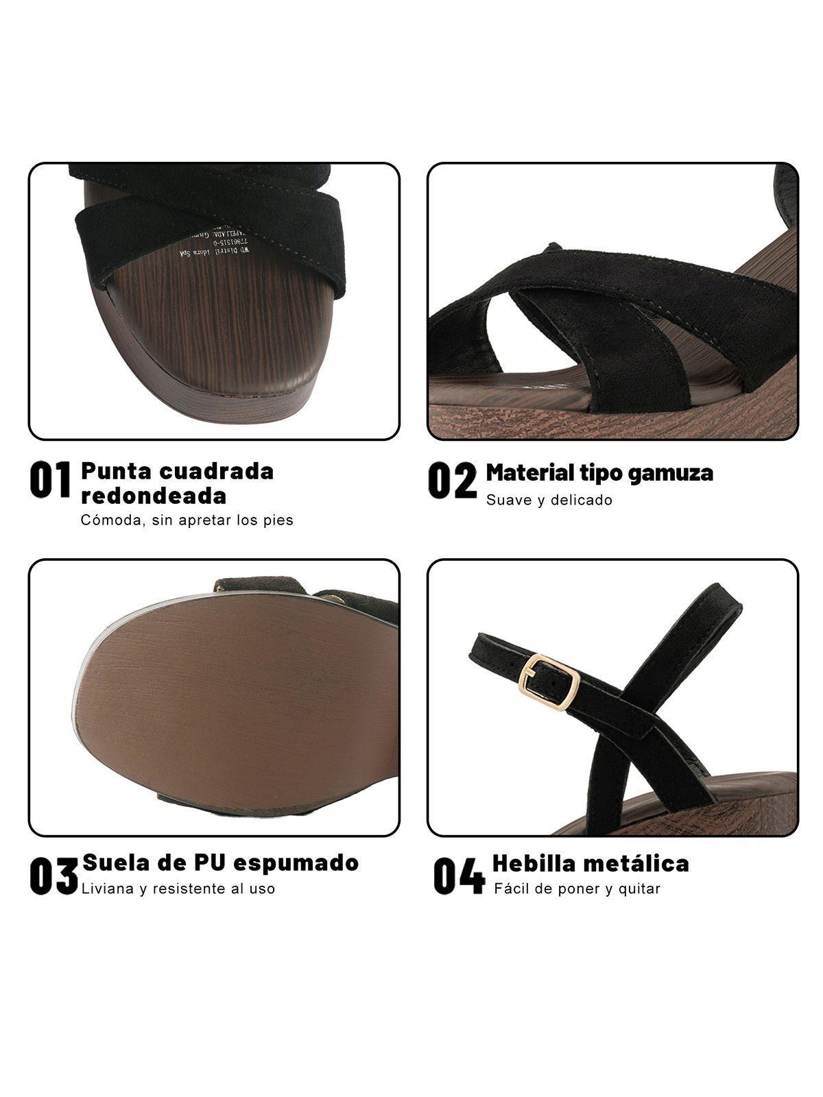 Sandalias PU Textil Mujer Cuadrado Weide YQ05-4