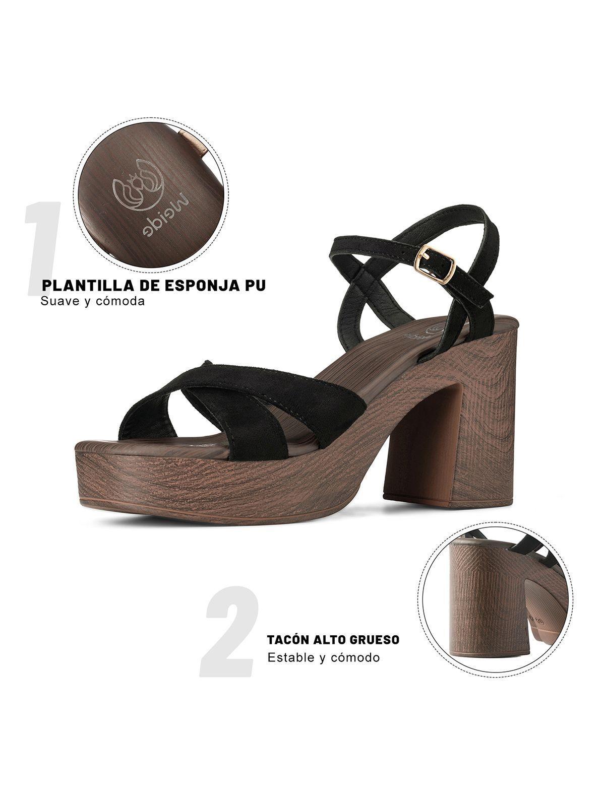 Sandalias PU Textil Mujer Cuadrado Weide YQ05-5