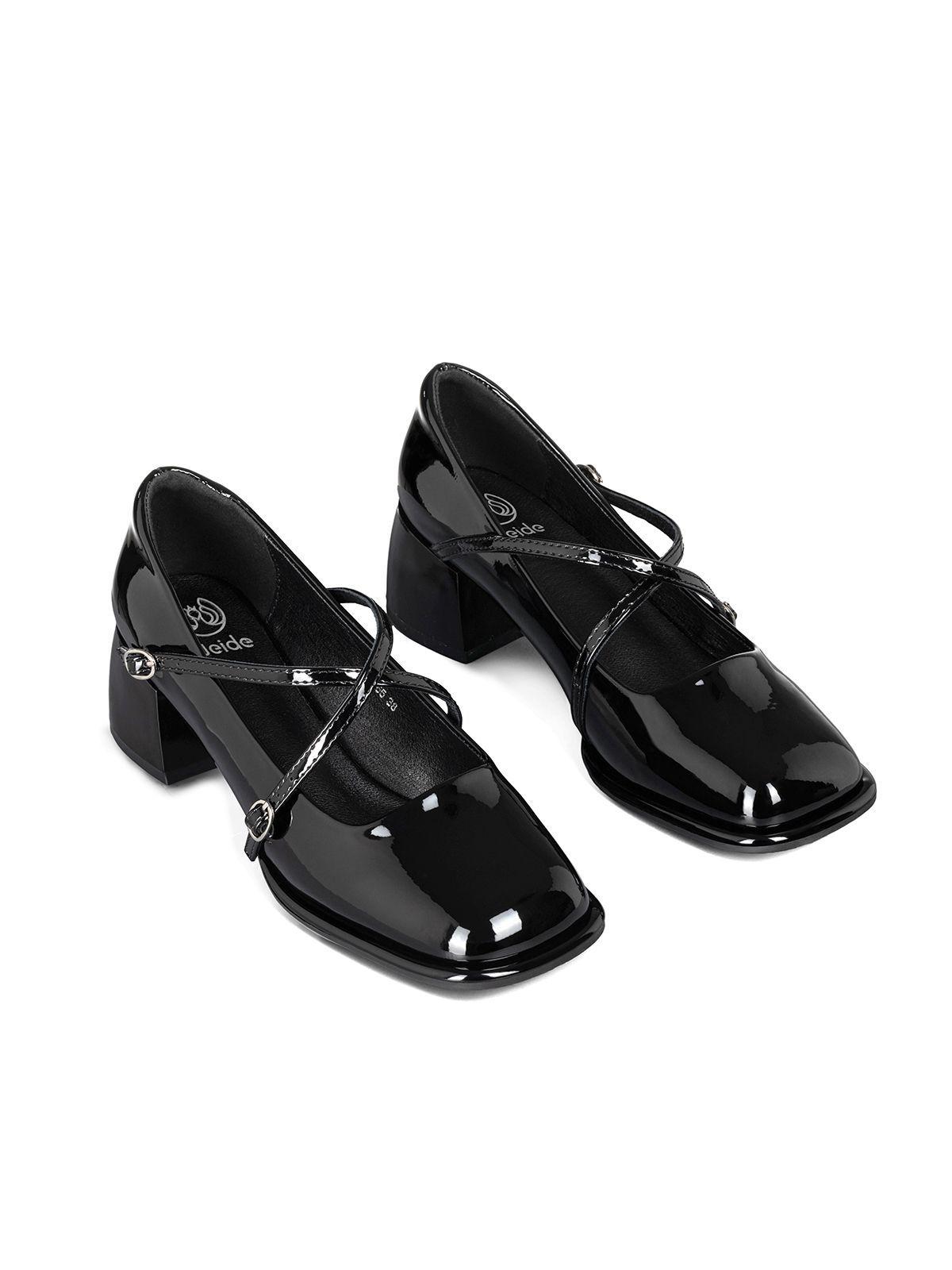 Zapato Mary Jane Negro Charol Elegante Mujer Weide YL65-5