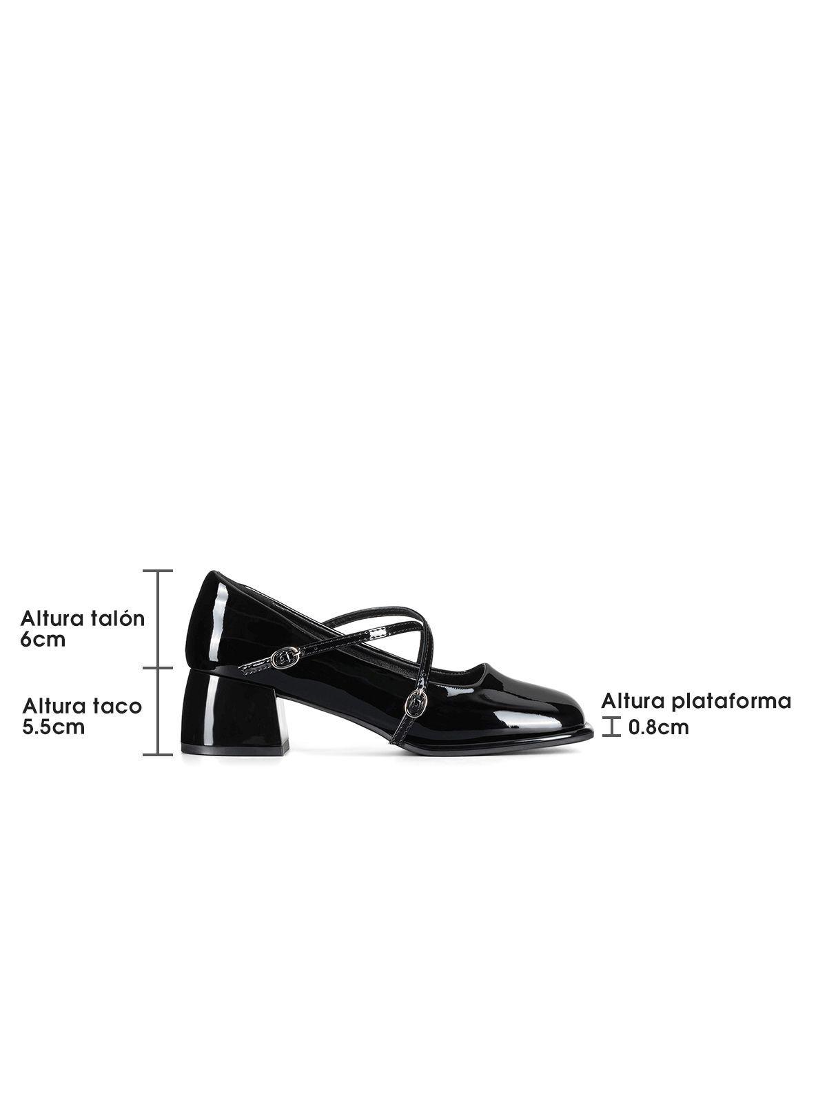 Zapato Mary Jane Negro Charol Elegante Mujer Weide YL65-6