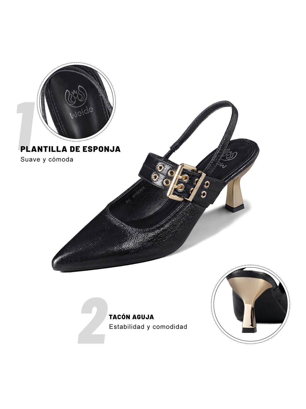 Zapato Taco Talón abierto Hebilla Mujer Weide YOU539-8